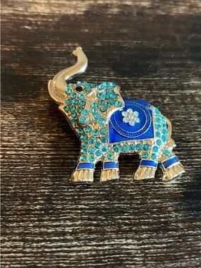 Mint Blue and Teal Elephant Brooch